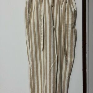 Striped Beige and White Men's Pants